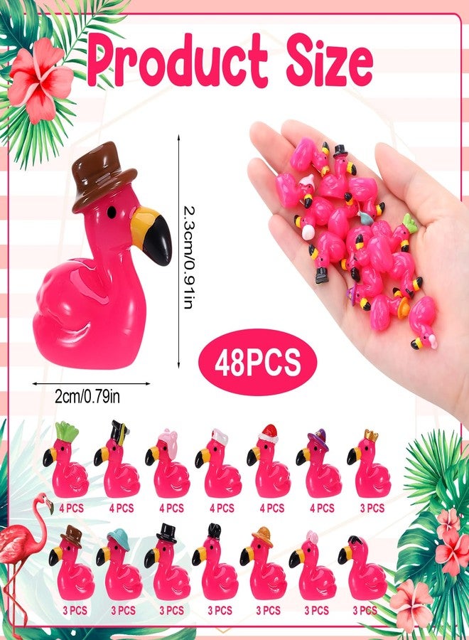 GGSTDDUP 48 Pcs Mini Flamingos 14 Styles Tiny Flamingos Cute Mini Resin Animals Flamingo Figurine Tiny Resin Animals for Garden Landscape Dollhouse Party Cake Home Office Decor - Image 2